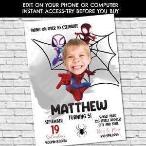 Personalized Spidey Birthday Invitation, Spidey and his Amazing Friends Invitation, Spidey Birthday Invitation, Spidey, Hero