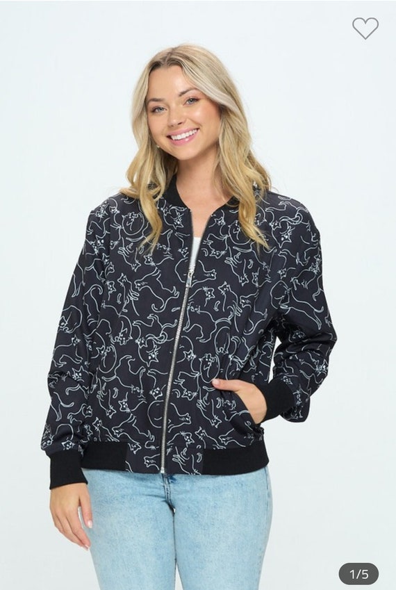 Black Cat Bomber Jacket Etsy