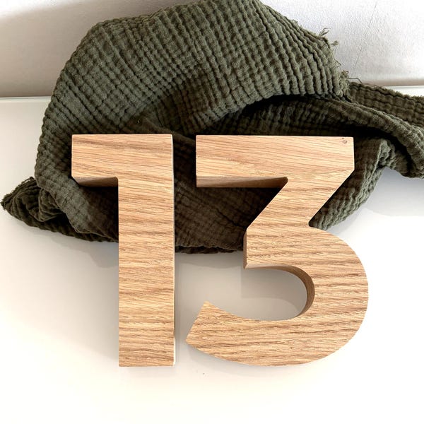 Modern wooden house number - large solid oak house number | simple design for modern architecture | weatherproof & durable