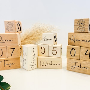 Personalized milestones, newborn, wooden cubes for birth, baptism or baby photography, baby coming