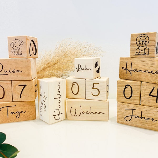 Personalisierte Meilensteine, Newborn, Würfel aus Holz zur Geburt, Taufe oder Baby Fotografie, Baby coming