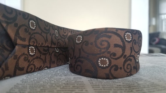 Vintage Brown and Black Skinny Tie / Abbey Tie / … - image 3