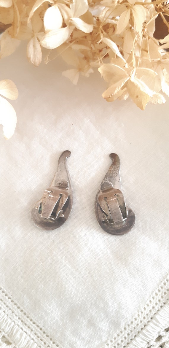 Vintage SIAM Sterling Silver Earrings / Clip-On E… - image 2
