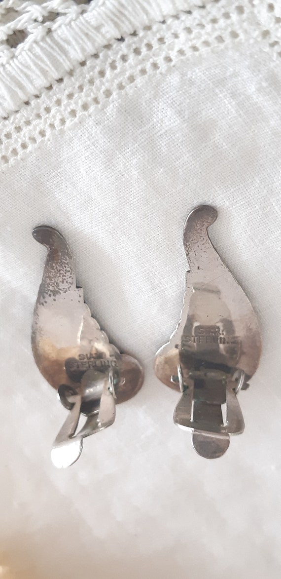 Vintage SIAM Sterling Silver Earrings / Clip-On E… - image 3