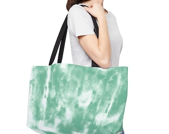 Sea Foam Green Pattern Tote Bag, Beach Weekender Travel Bag