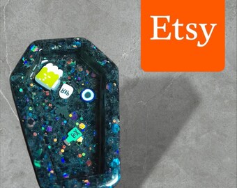 Llavero con forma de ataúd personalizado y hecho en casa (para más de un complemento, colóquelos en el cuadro de personalización)