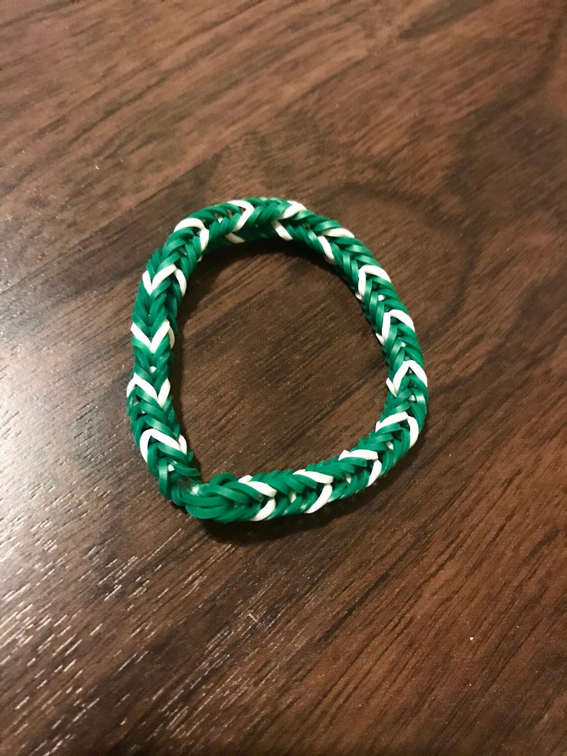 Green and white rubber band bracelet Etsy
