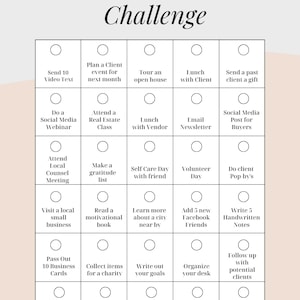 30 day Real Estate Challenge Sheet