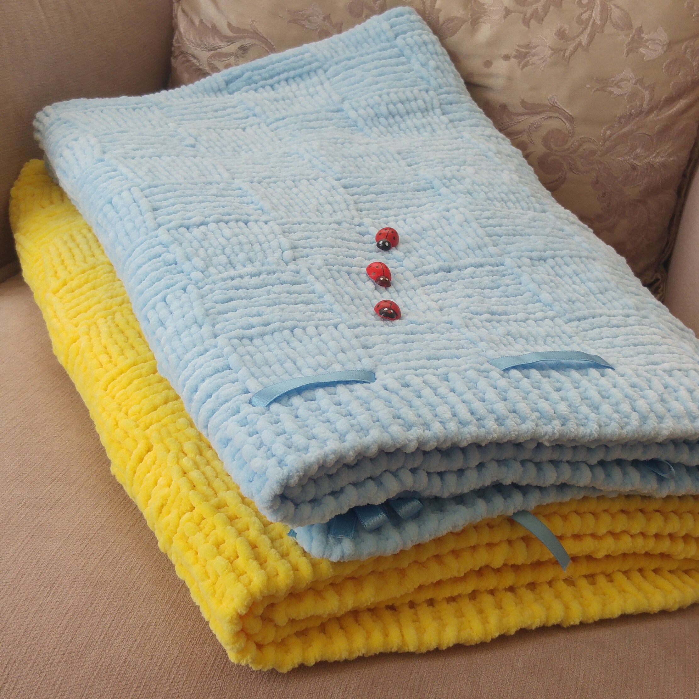 Pret A Expedier Couverture De Bebe Couverture Rubanee Au Crochet Couverture Afghane Couette De Bebe Bleu
