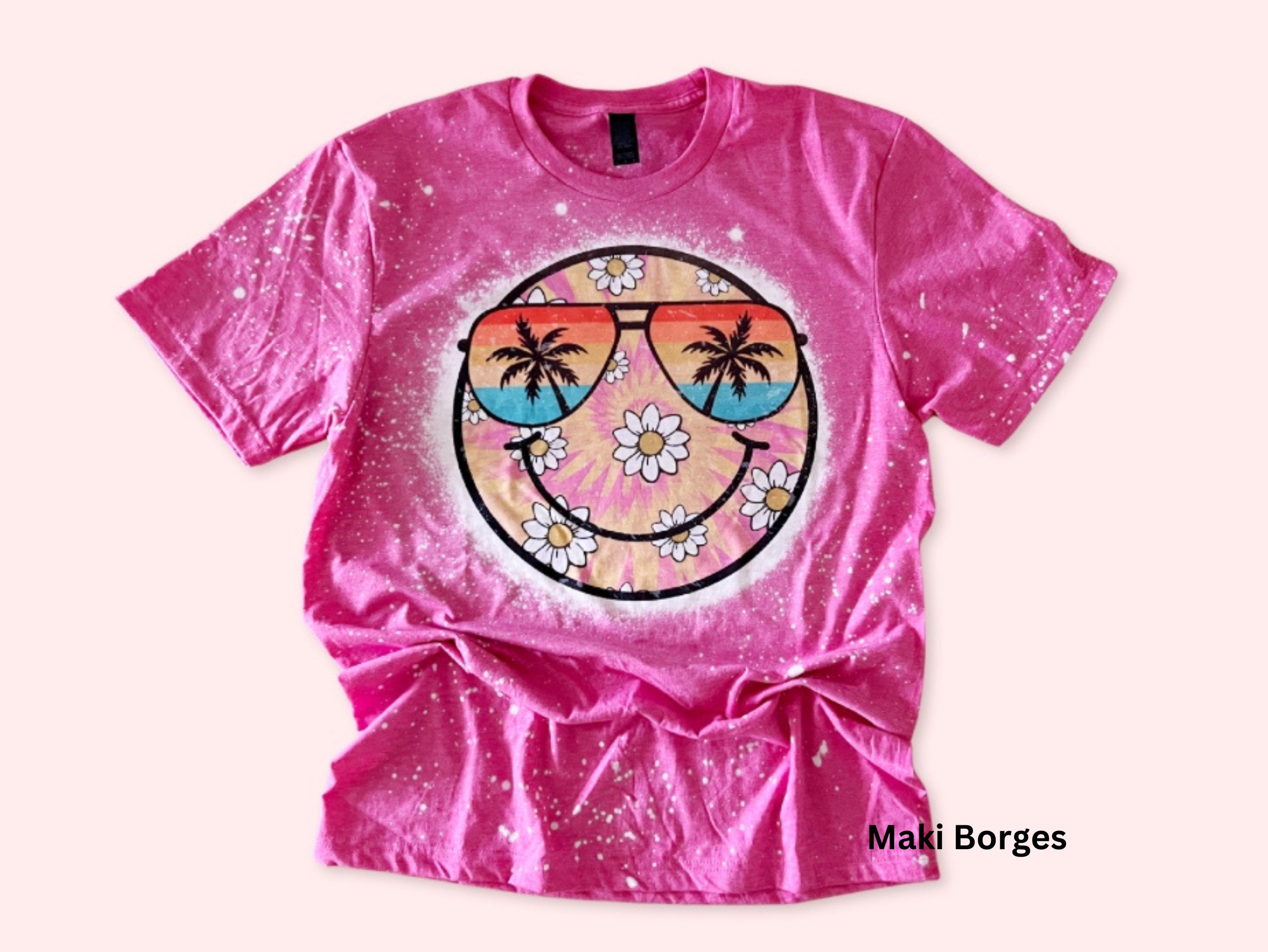 Spongebob Squarepants Men's Jump For Joy Bleach Wash Dye T Shirt Adult