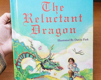 The reluctant dragon - 1993 kids hardcover book with amazing blues and greens