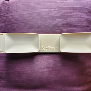 Pale yellow fold up ScotTowels paper towel roll holder - vintage paper towel holder can be attached on wall or under cupboard - 1980