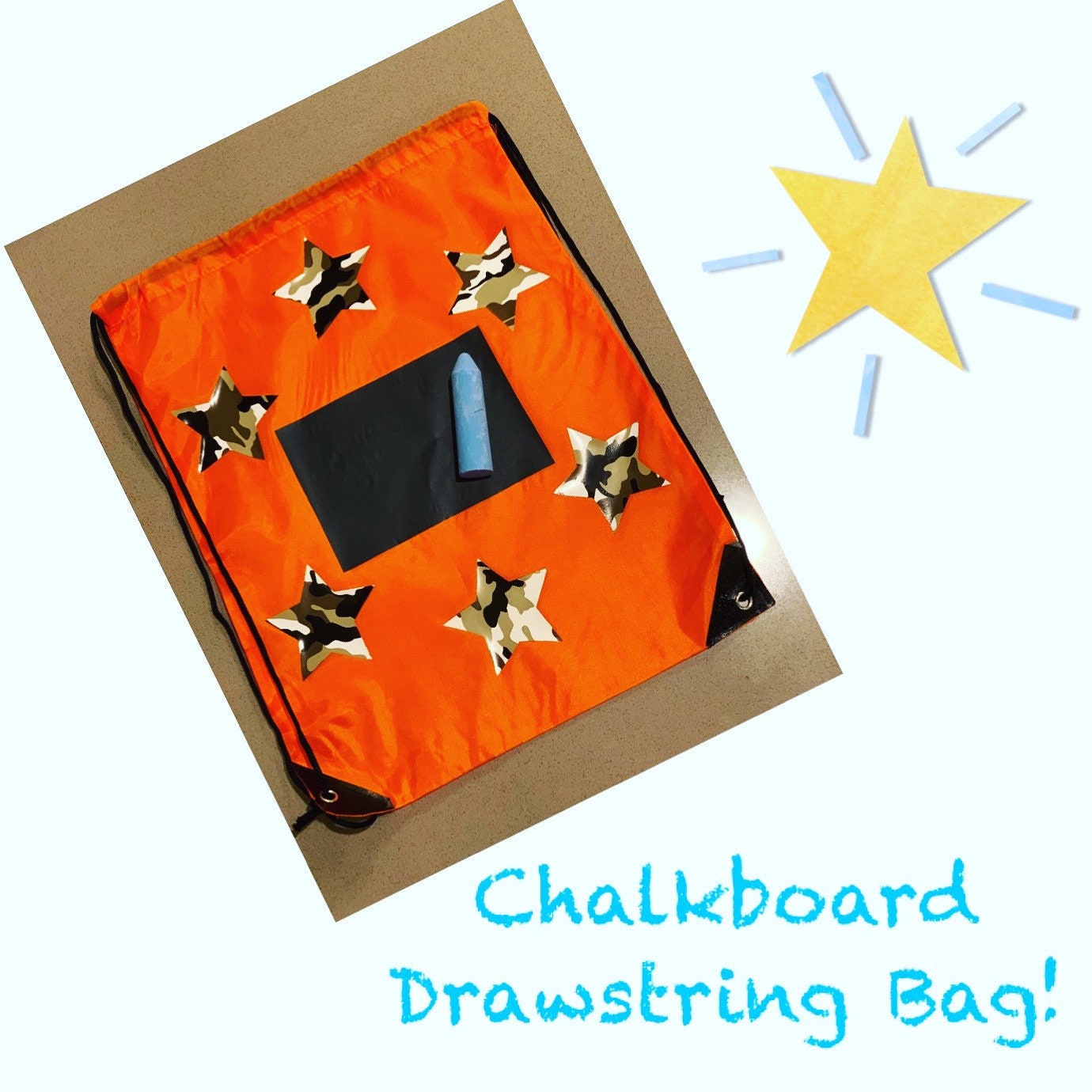 Chalkboard Drawstring Bag Etsy