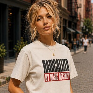 Basic Decency Protest Shirt, Feminist Political Tee, Women’s Boxy Streetwear