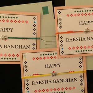 Ganesh Rakhi + cartes assorties / Fil jaune orange vert