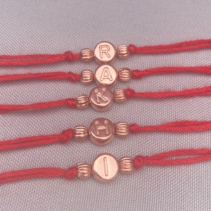 Roségoud gepersonaliseerde &quot;eerste&quot; handgemaakte rakhi / rakha bandhan rakhis / naam rakhis