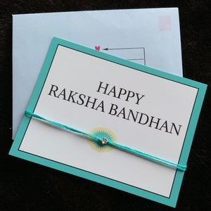 Floral Rakhi + Card / Silver & Blue / Raksha Bandhan card
