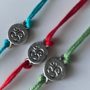 Silver Om Rakhi / friendship band / raksha bandhan / pack of 3