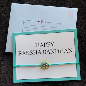 Elefante (Hathi) Rakhi + Tarjeta / Plata y Azul / Raksha Bandhan