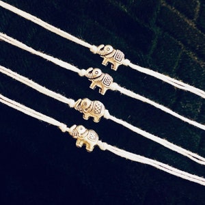 4x Hathi rakhis / raksha bandhan gift / elephant white rakhis
