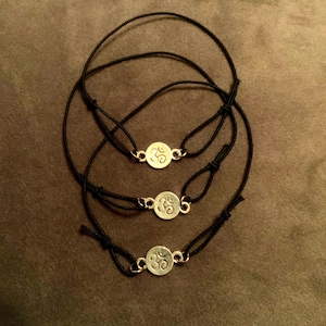 3x Silver aum charm elastic bracelet