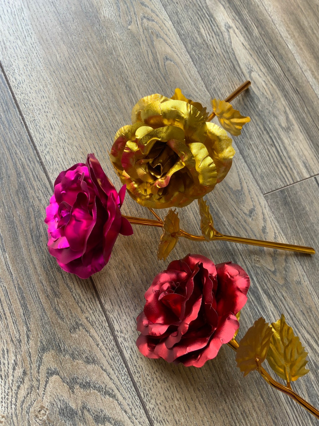 Crafted Roses Valentines Hand Crafted 24k Gold Roses / Pink Red Gold Roses Valentine ...
