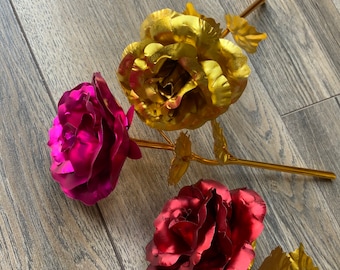 Valentines Hand crafted 24k Gold Roses / pink red gold roses Valentine’s Christmas gift / gift for her / Mother’s Day roses