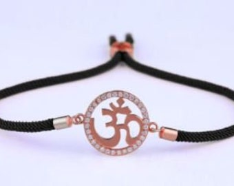 Rose Gold Om adjustable bracelet / Om Aum rakhi
