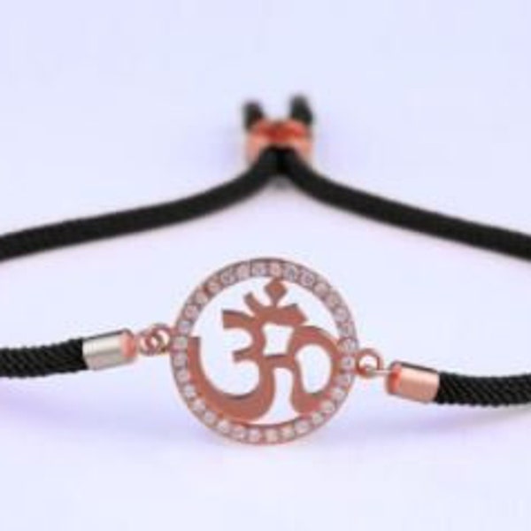 Rose Gold Om adjustable bracelet / Om Aum rakhi