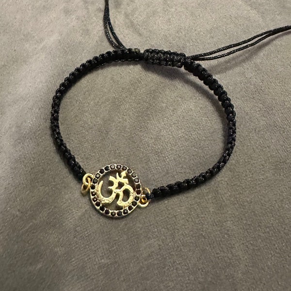 Aum gold & black round diamanté black bracelet / rakhi gifts