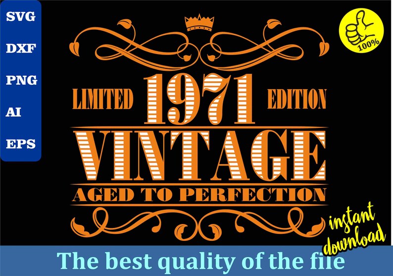 Download Vintage 1971 svg 50e anniversaire svg badge de distinction | Etsy