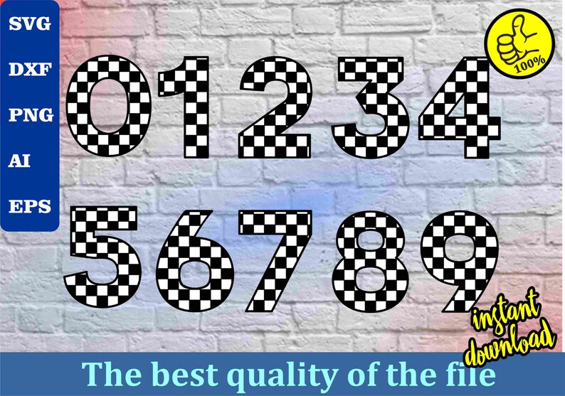 Checkered numbers svgcheckered flags svg Etsy