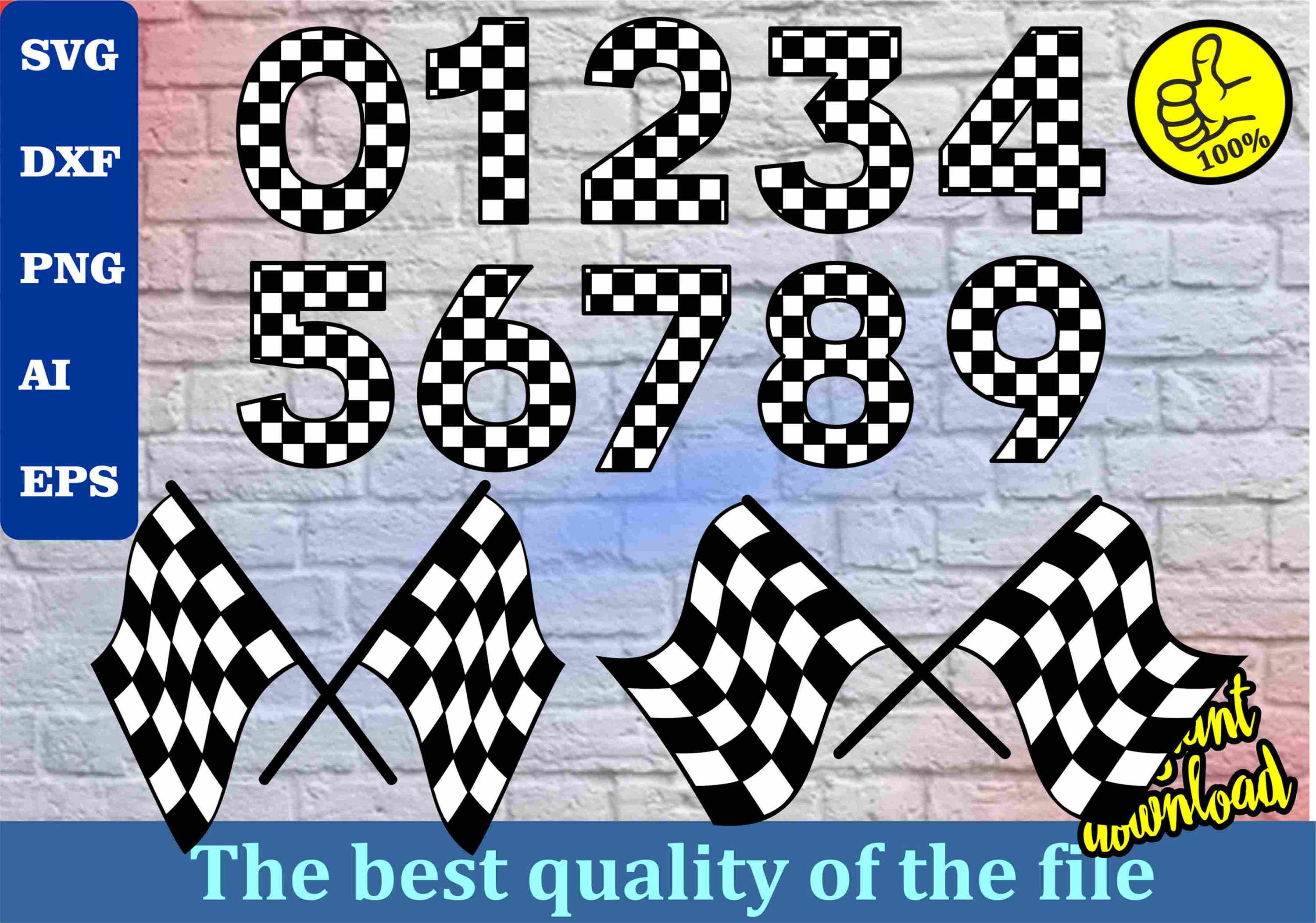Checkered numbers svgcheckered flags svg Etsy