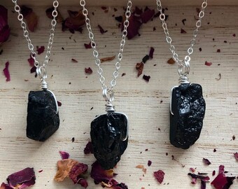 Raw Black Tourmaline necklace | Crystal necklace | Black tourmaline necklace  | empath protection necklace | EMF protection necklace