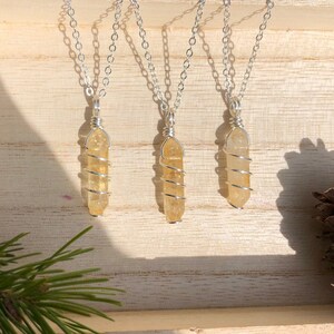 Citrine Crystal Necklace | wire wrap crystal necklace | citrine necklaces | citrine choker | citrine necklaces