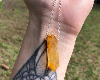 Citrine Crystal Necklace | wire wrap crystal necklace | citrine necklaces | Natural citrine | unheated citrine | natural citrine |minimalist