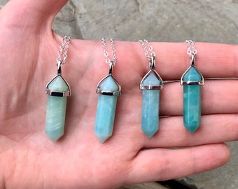 amazonite Necklace | amazonite point necklace | Crystal necklace | Crystals necklace | amazonite pendant | empath protection necklace