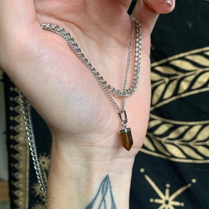 Tiger eye point layered necklace | layered Crystal necklace | Tigers eye necklace | empath protection necklace | protection necklace
