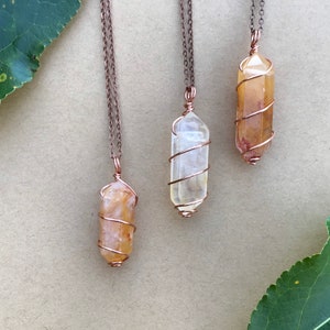 Citrine Crystal Necklace | wire wrap crystal necklace | citrine necklaces | Natural citrine  | unheated citrine