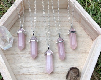 Rose Quartz Crystal Necklace | rose quartz point necklace | crystal necklace | Natural rose quartz  |  rose quartz pendant