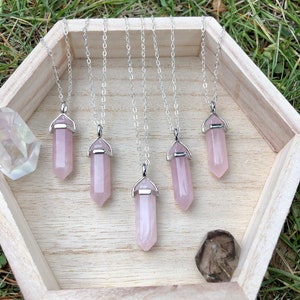 Rose Quartz Crystal Necklace | rose quartz point necklace | crystal necklace | Natural rose quartz  |  rose quartz pendant
