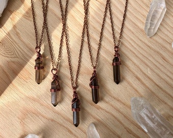 Smokey quartz Necklace | smokey point necklace | Crystal necklace | Crystals necklace | empath protection necklace