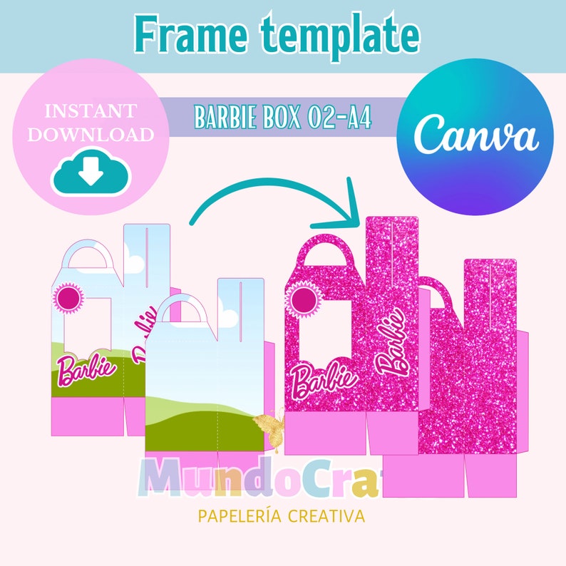 Plantilla De Caja Barbie Para Fiestas Personalizadas Editables En Canva ...
