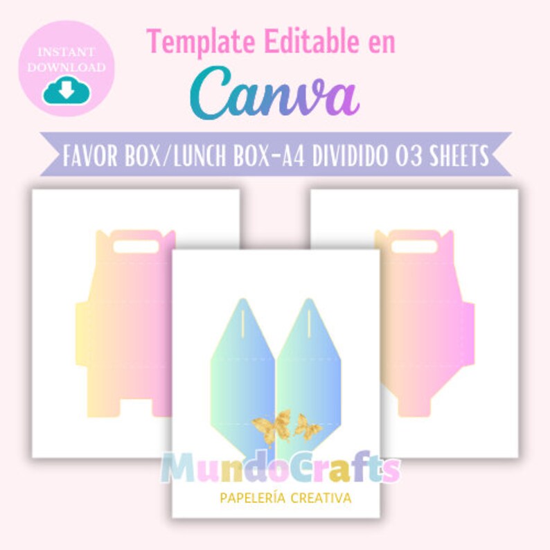 GABLE BOX TEMPLATE Editable En Canva. Plantilla De Caja Editable En