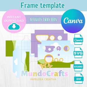 Plantilla BANDEJA DE ACTIVIDADES, Editable en Canva, Cricut, Cameo y Formato Dxf.