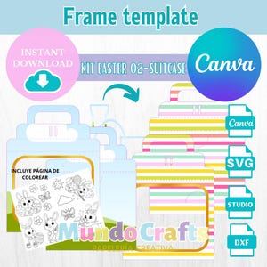 Maleta Kit Pascua. Plantilla editable en Canva, Cricut, Cameo y Formato DXF.