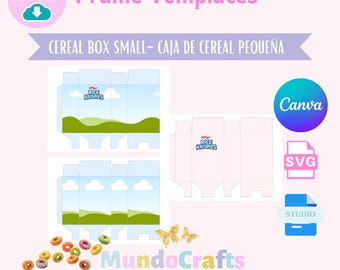 Plantilla de CAJA de CEREAL MINI, caja de Mini Cereal en Svg, Snack caja Plantillas de caja para céréales modifiables en Canva