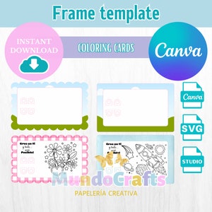 Plantillas Tarjetas para colorear editables en cava, para cumpleaños, formatos en SVG Y STUDIO.