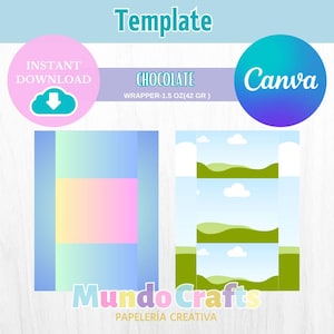 Plantillas de Chocolates editáveis no Canva, Envolturas para chocolates de 1,5-42 gr de cumpleaños personalizados.