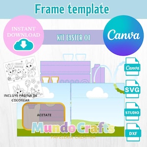 Kit Pasqua per le attività dei bambini, piante modificabili su Canva, Cricut, Cameo e formato DXF.